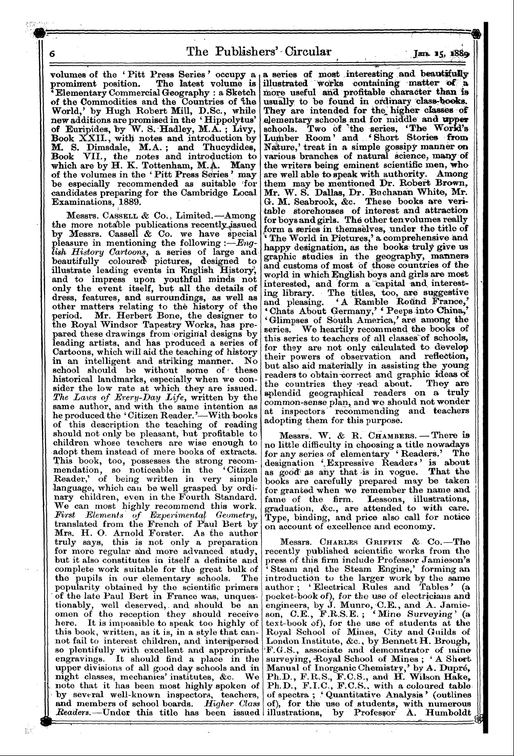 Publishers’ Circular (1880-1890): jS F Y, 1st edition - Current Educational Literature.