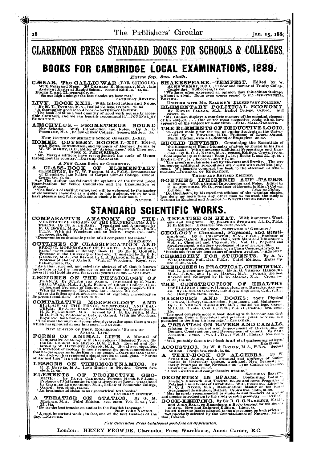 Publishers’ Circular (1880-1890): jS F Y, 1st edition - Ad03000