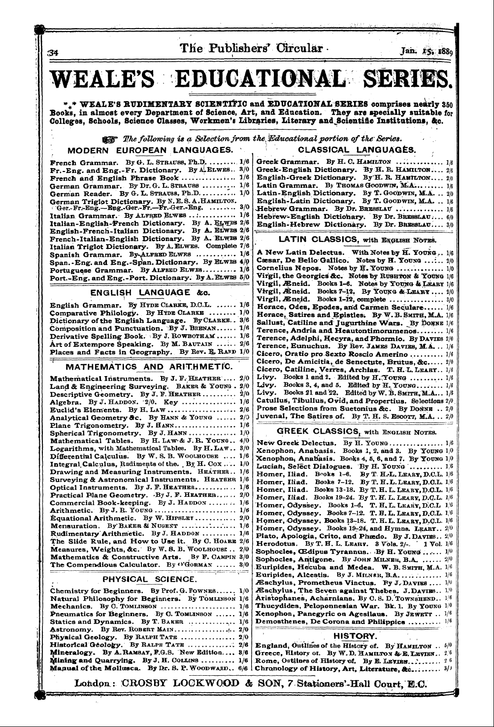 Publishers’ Circular (1880-1890): jS F Y, 1st edition - Ad03601