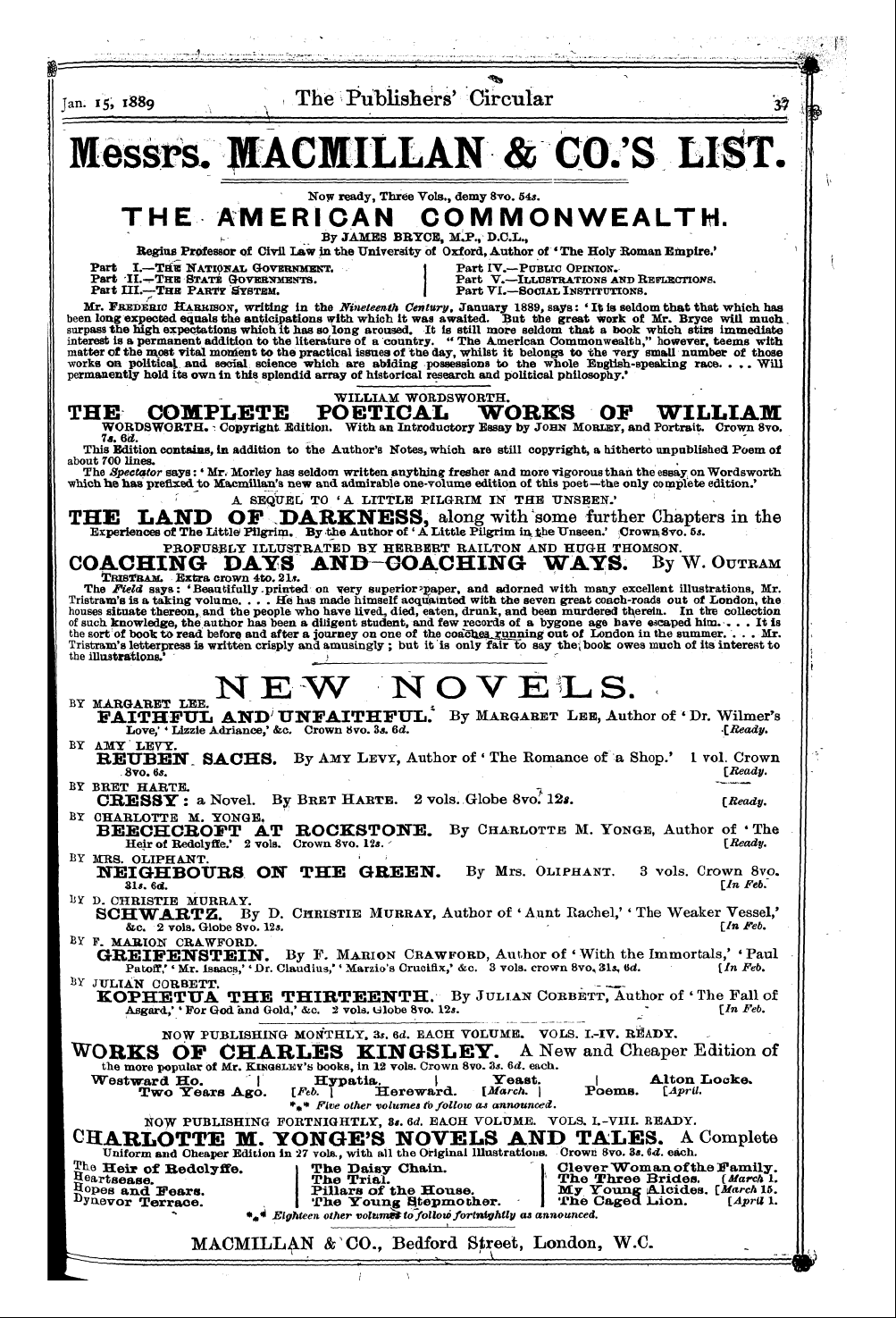 Publishers’ Circular (1880-1890): jS F Y, 1st edition - Ad03901