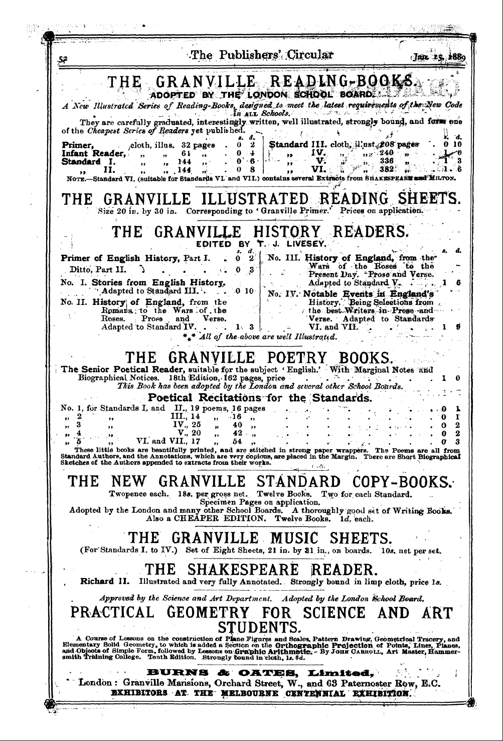 Publishers’ Circular (1880-1890): jS F Y, 1st edition - Ad05401