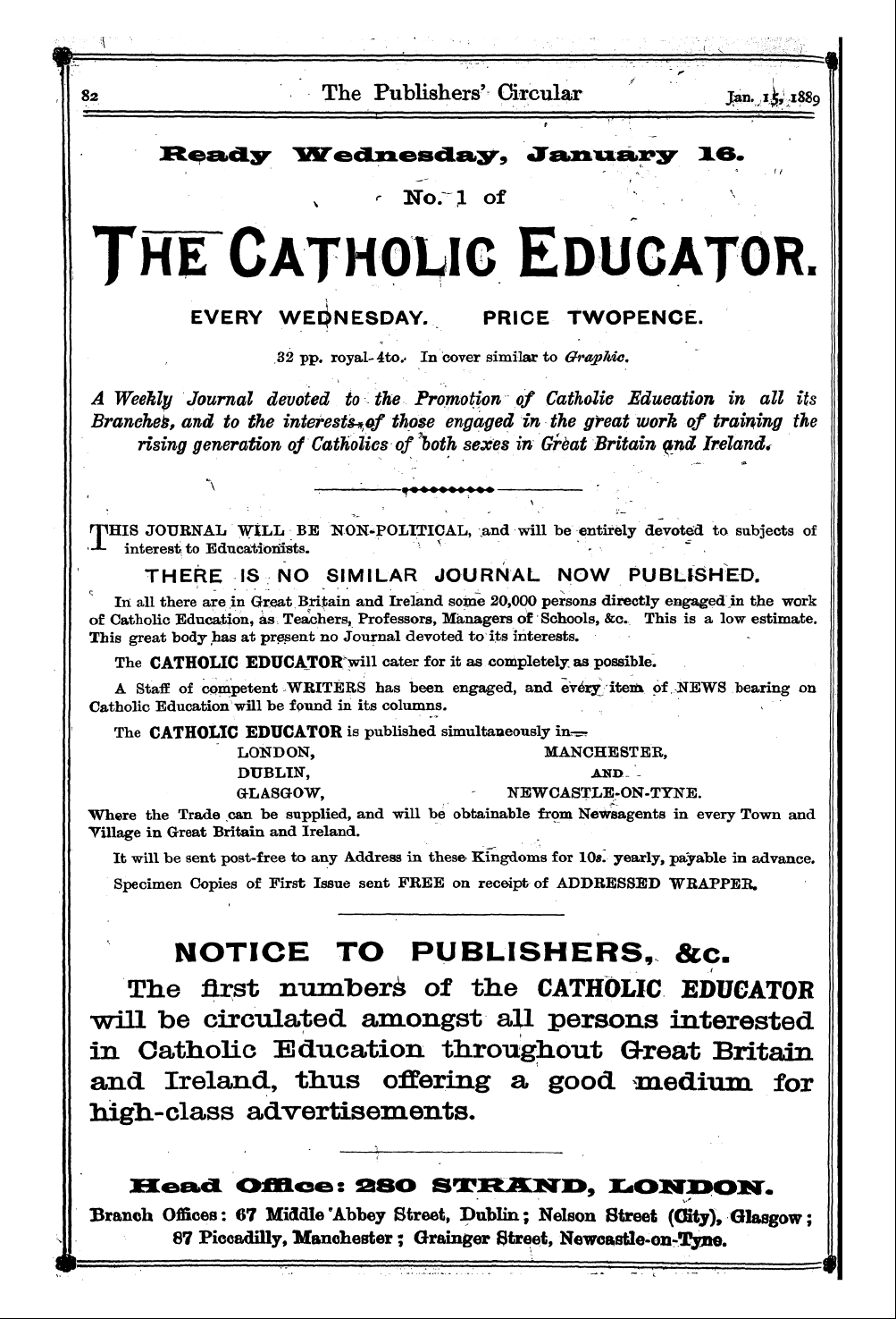 Publishers’ Circular (1880-1890): jS F Y, 1st edition - Ad08401