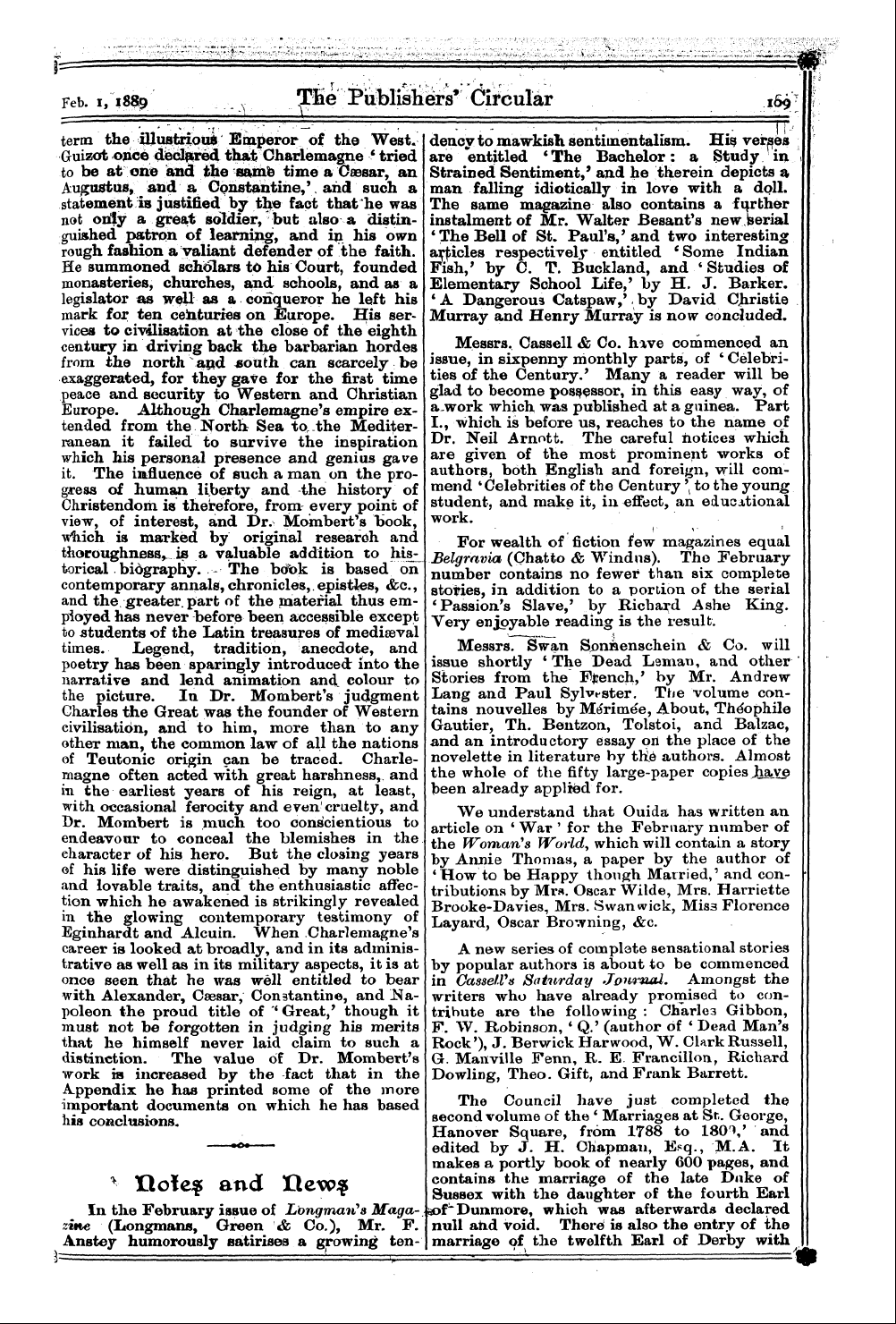 Publishers’ Circular (1880-1890): jS F Y, 1st edition - % X\Ole$ And Ul Ew^