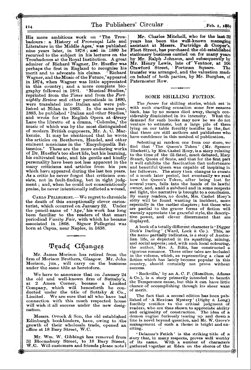 Publishers’ Circular (1880-1890): jS F Y, 1st edition - Some Shilling Fiction.