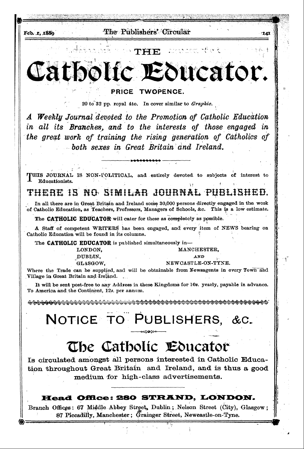 Publishers’ Circular (1880-1890): jS F Y, 1st edition - Ad03901