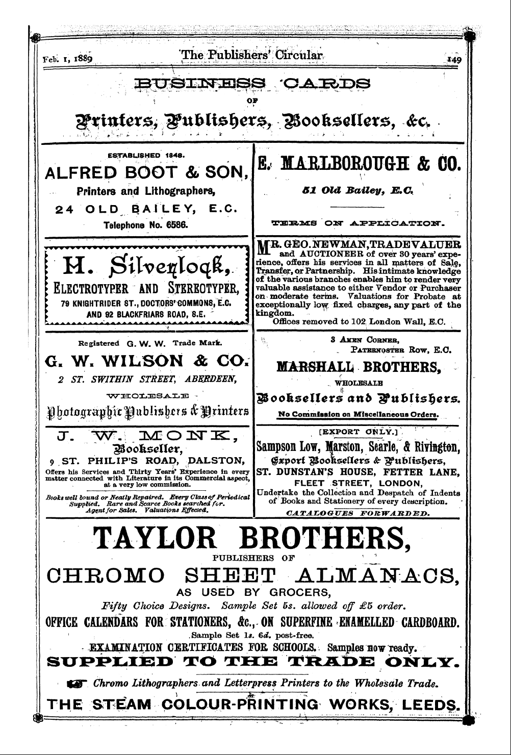 Publishers’ Circular (1880-1890): jS F Y, 1st edition - Ad04706