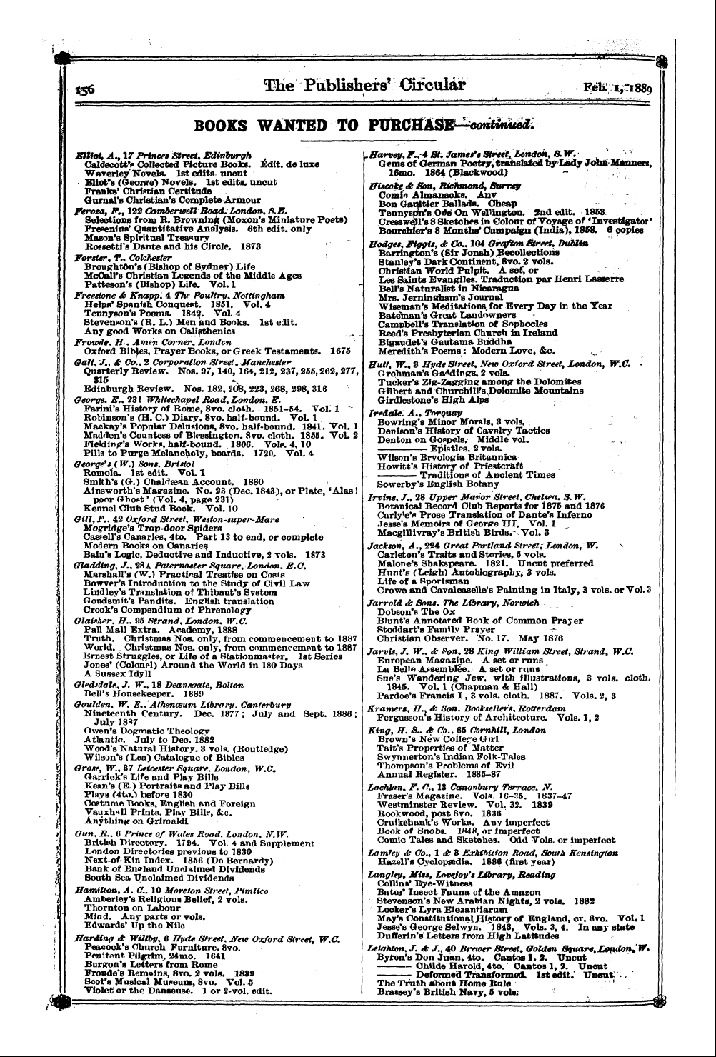 Publishers’ Circular (1880-1890): jS F Y, 1st edition: 54