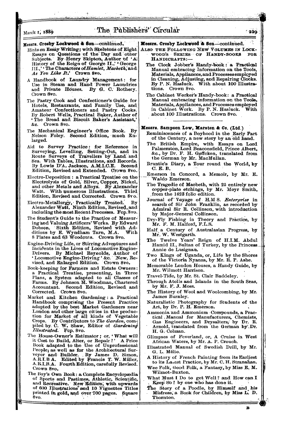 Publishers’ Circular (1880-1890): jS F Y, 1st edition: 19