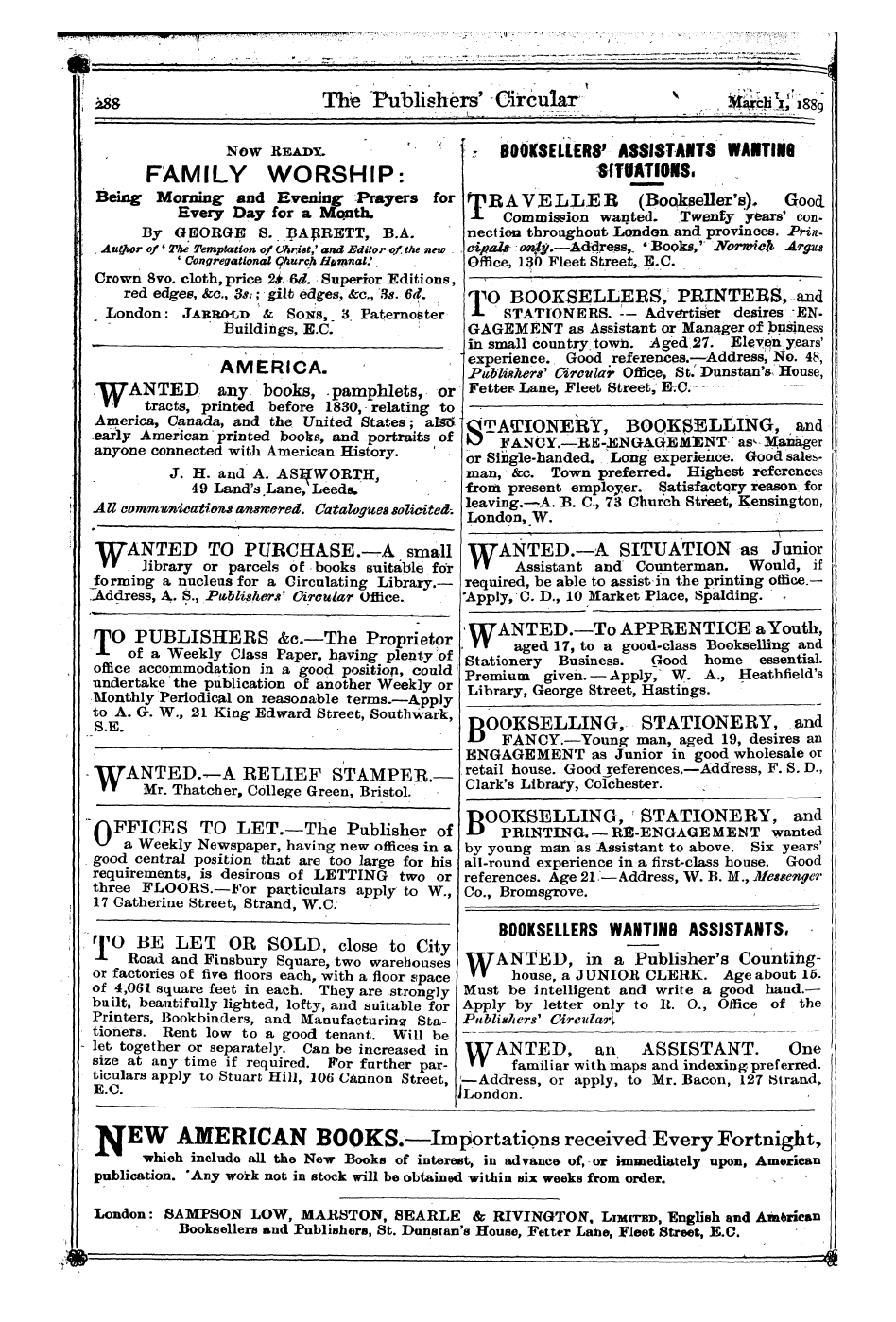 Publishers’ Circular (1880-1890): jS F Y, 1st edition - V ; Ass ' The ... Publish . ... Ers' . C...