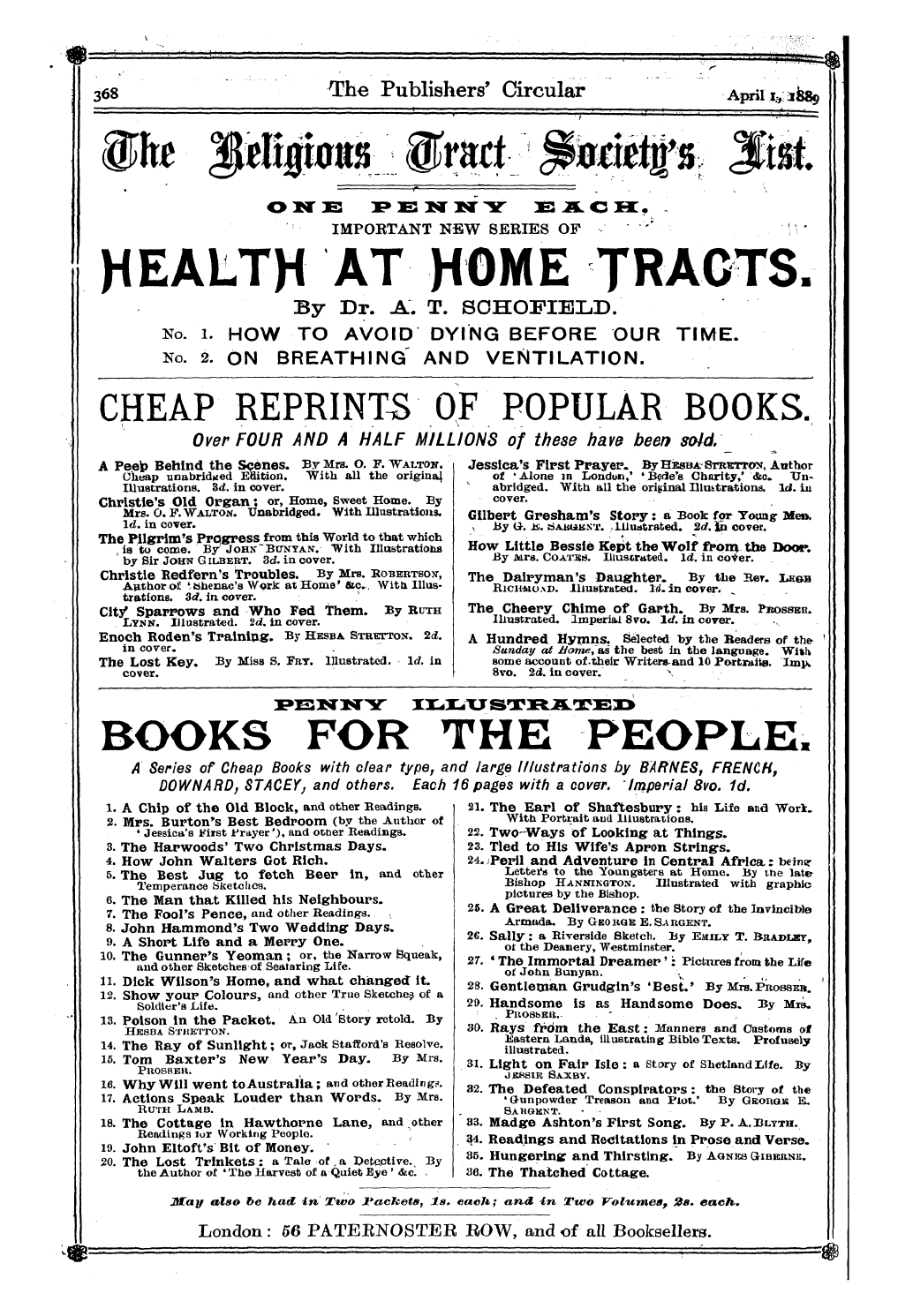 Publishers’ Circular (1880-1890): jS F Y, 1st edition - Ad02401