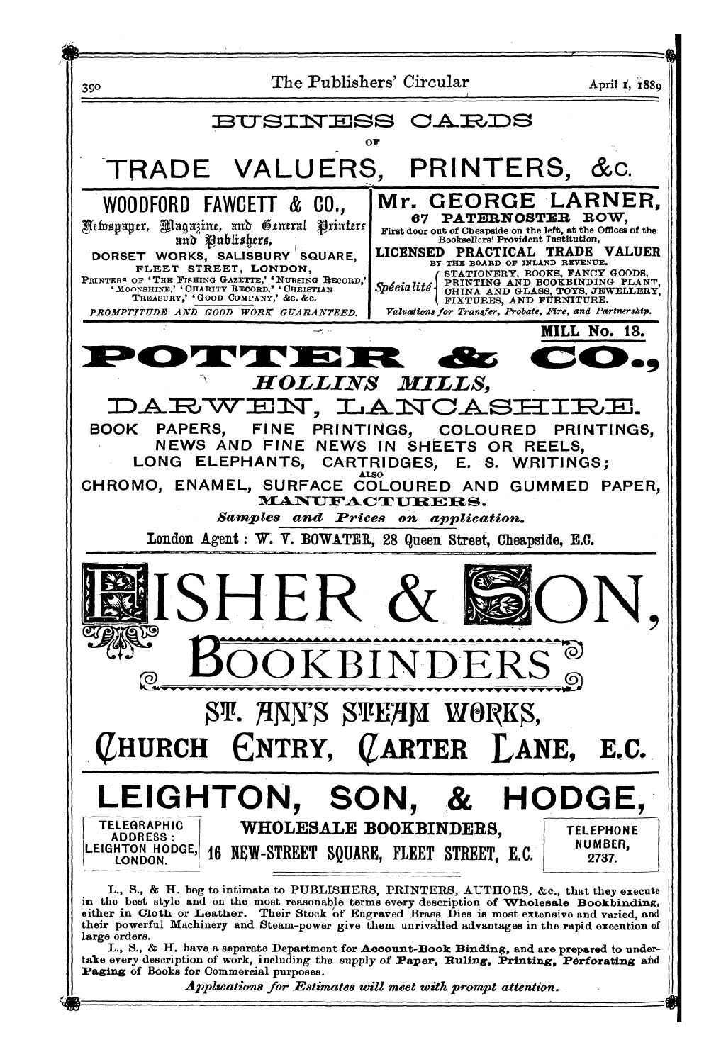 Publishers’ Circular (1880-1890): jS F Y, 1st edition - Ar04600