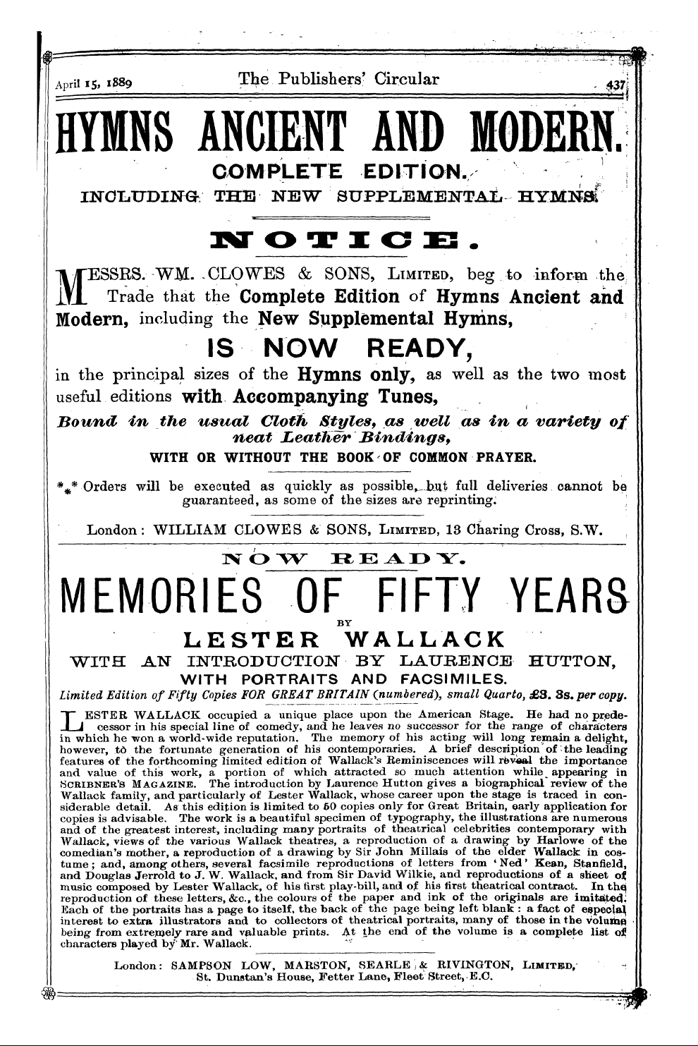 Publishers’ Circular (1880-1890): jS F Y, 1st edition: 35