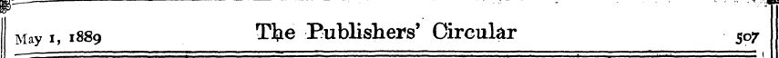 May i, 1889 T&e Publishers' Circular 507...