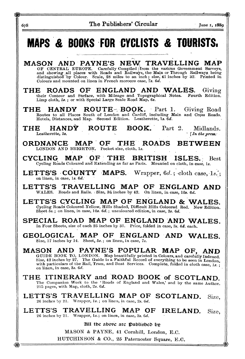 Publishers’ Circular (1880-1890): jS F Y, 1st edition - Ad02801