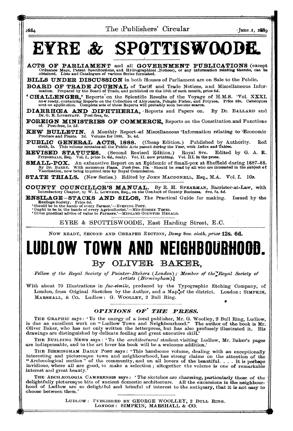 Publishers’ Circular (1880-1890): jS F Y, 1st edition - Ad03402