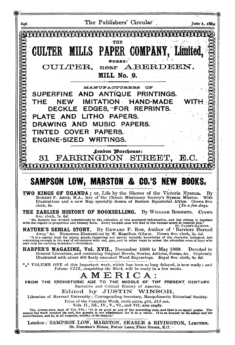 Publishers’ Circular (1880-1890): jS F Y, 1st edition - Ad04601