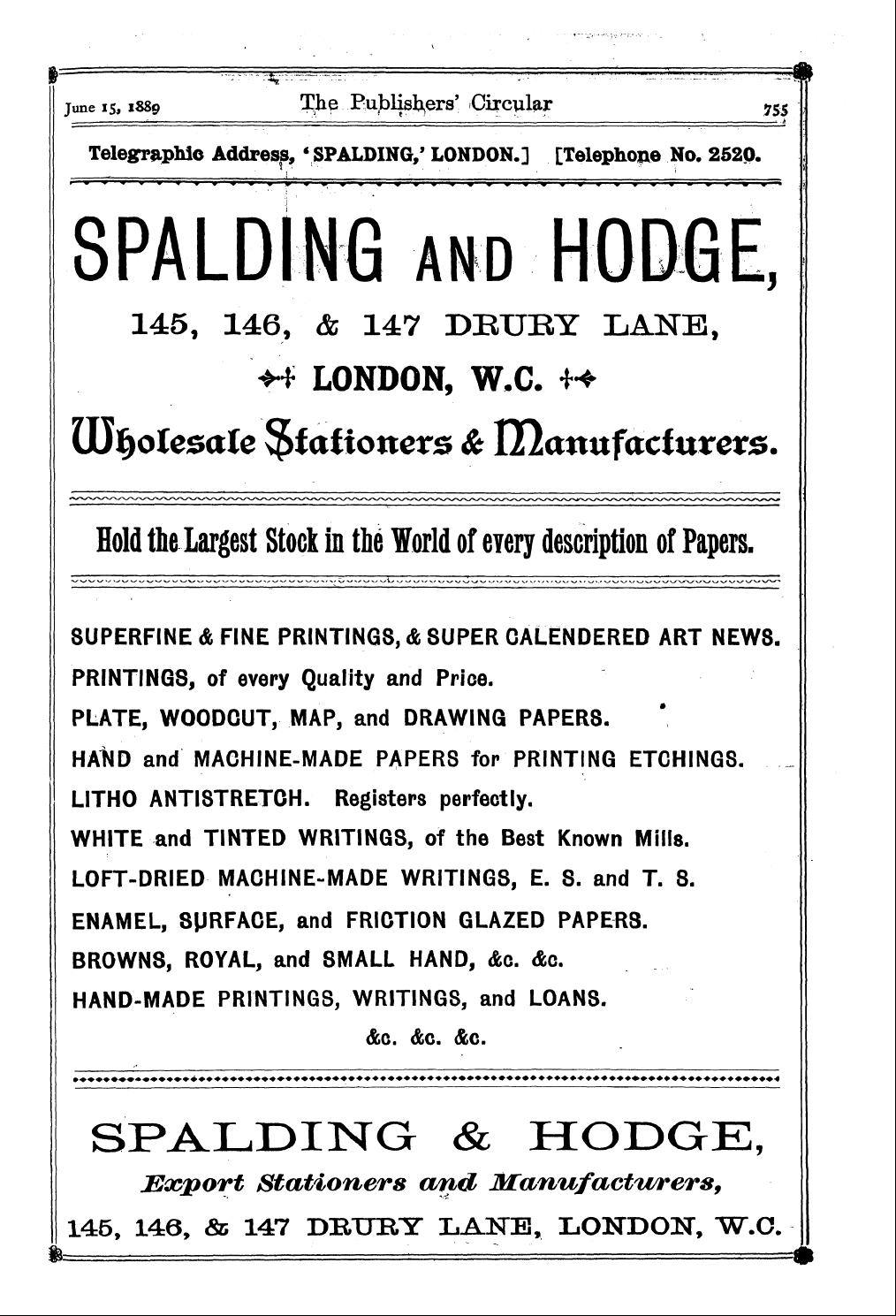 Publishers’ Circular (1880-1890): jS F Y, 1st edition - Ad04501