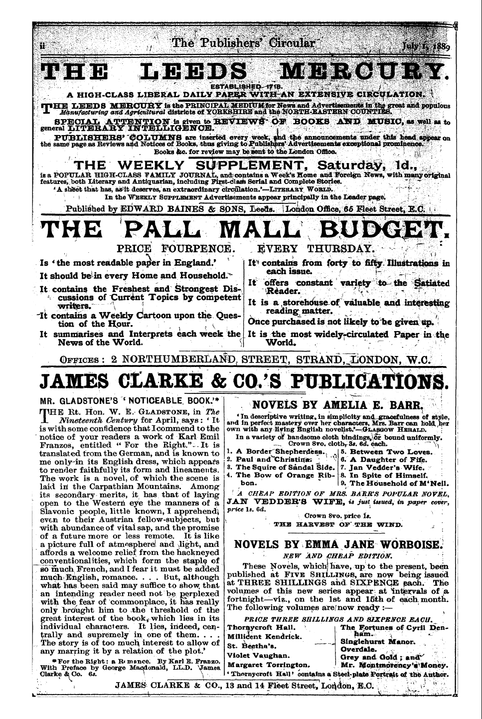 Publishers’ Circular (1880-1890): jS F Y, 1st edition: 2