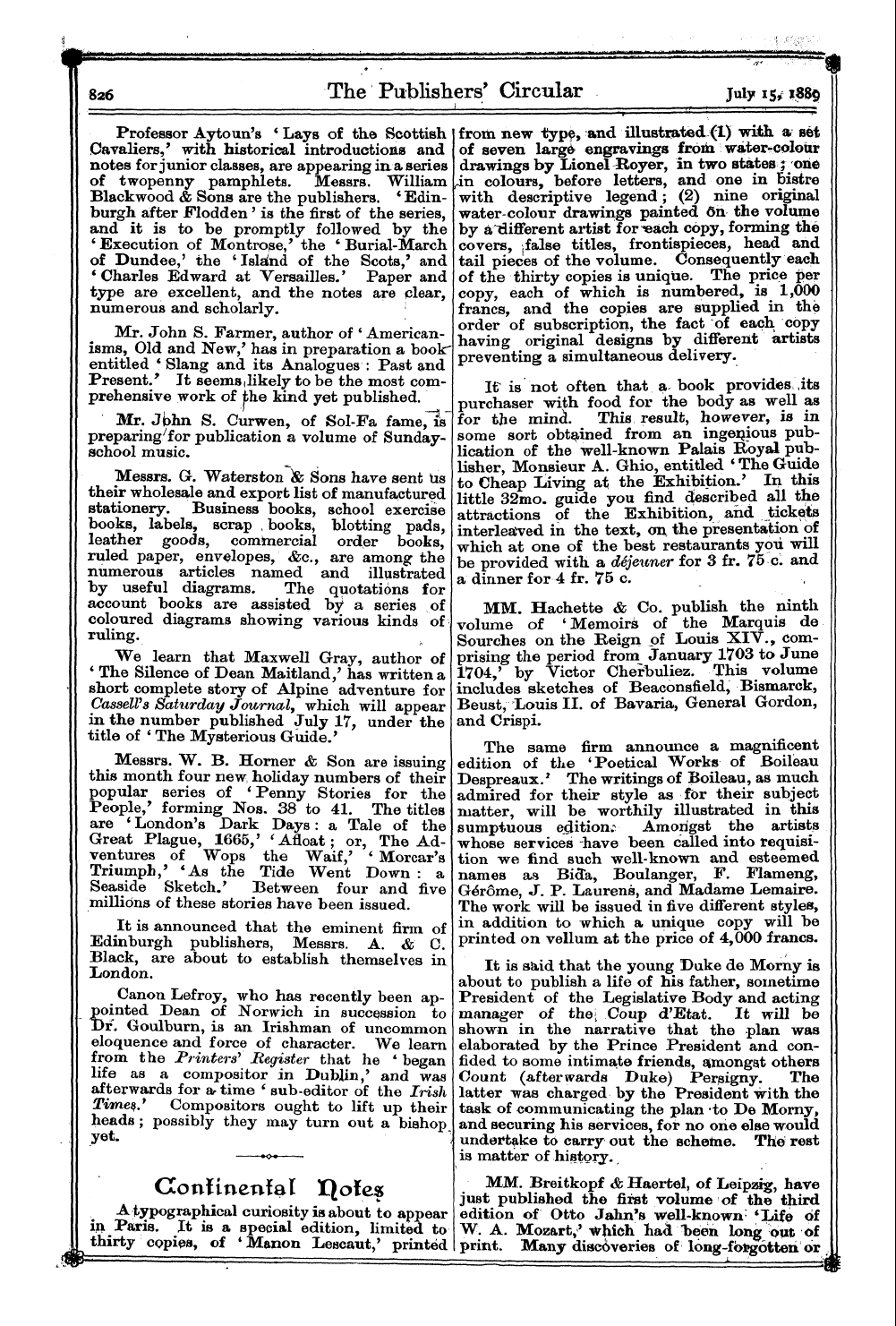 Publishers’ Circular (1880-1890): jS F Y, 1st edition: 8