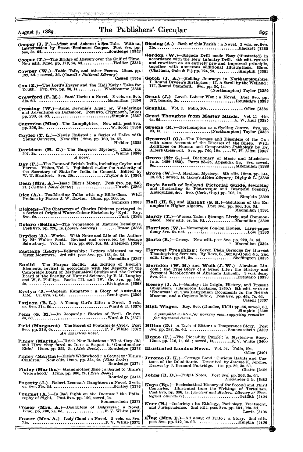 Publishers’ Circular (1880-1890): jS F Y, 1st edition - ¦