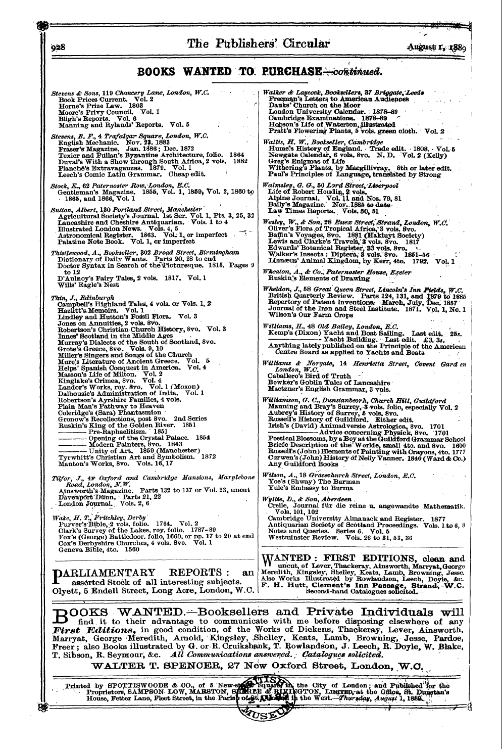 Publishers’ Circular (1880-1890): jS F Y, 1st edition: 54