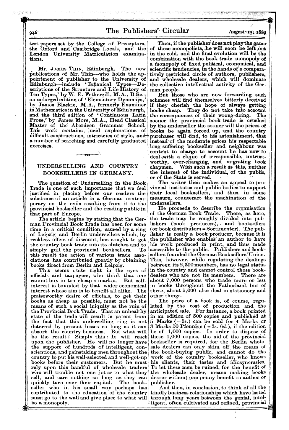 Publishers’ Circular (1880-1890): jS F Y, 1st edition: 20