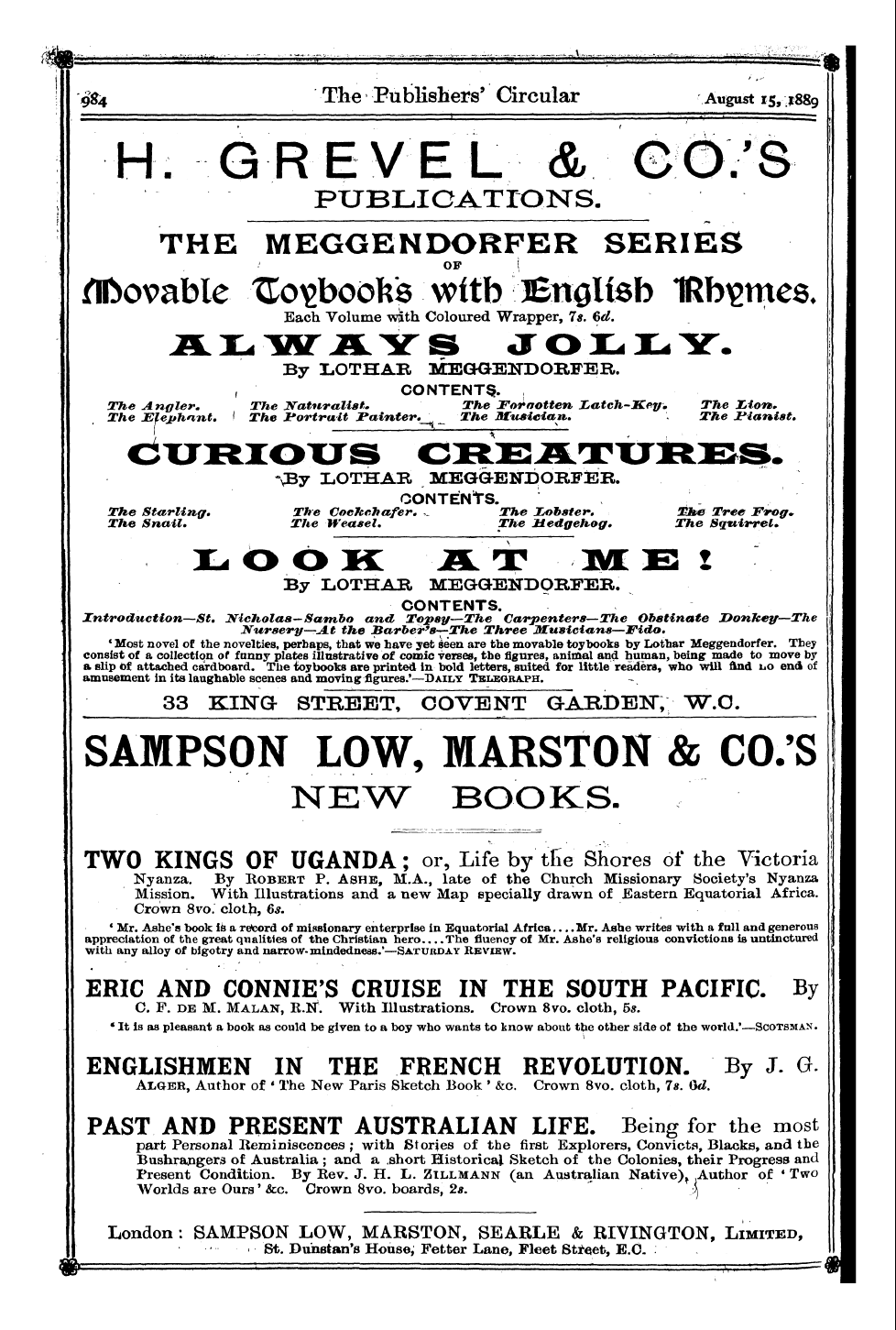 Publishers’ Circular (1880-1890): jS F Y, 1st edition - Ad05802