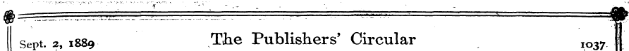 Sept. 2, 1889 TJb.e Publishers' Circular...