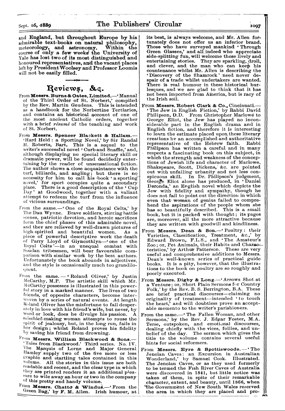 Publishers’ Circular (1880-1890): jS F Y, 1st edition - In Jliemoi^Iatn