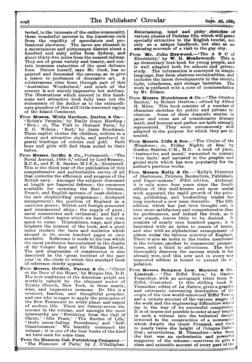 Publishers’ Circular (1880-1890): jS F Y, 1st edition: 16