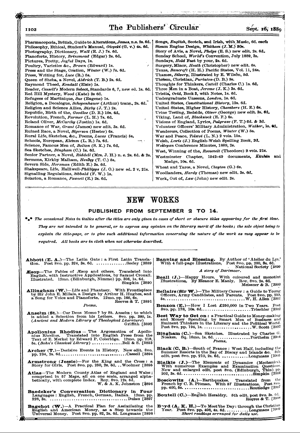 Publishers’ Circular (1880-1890): jS F Y, 1st edition - 1102 The Publishers * Circular S^T. X6n ...