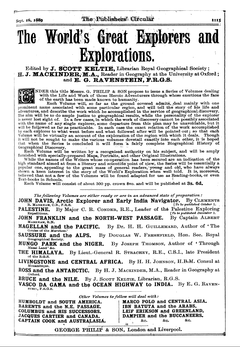 Publishers’ Circular (1880-1890): jS F Y, 1st edition - ' ' *¦ ¦'. V