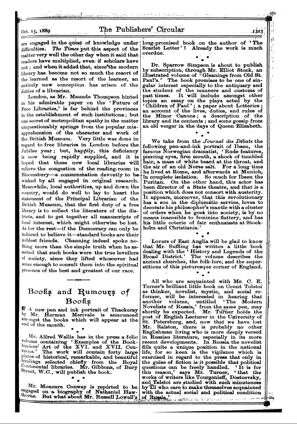 Publishers’ Circular (1880-1890): jS F Y, 1st edition - I Boo& $ And I^Umouijr^ Of