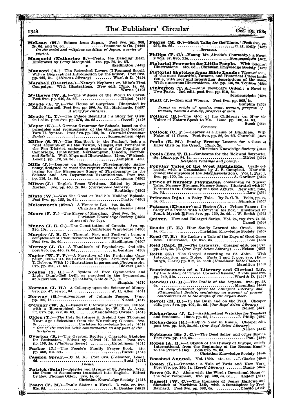 Publishers’ Circular (1880-1890): jS F Y, 1st edition: 26