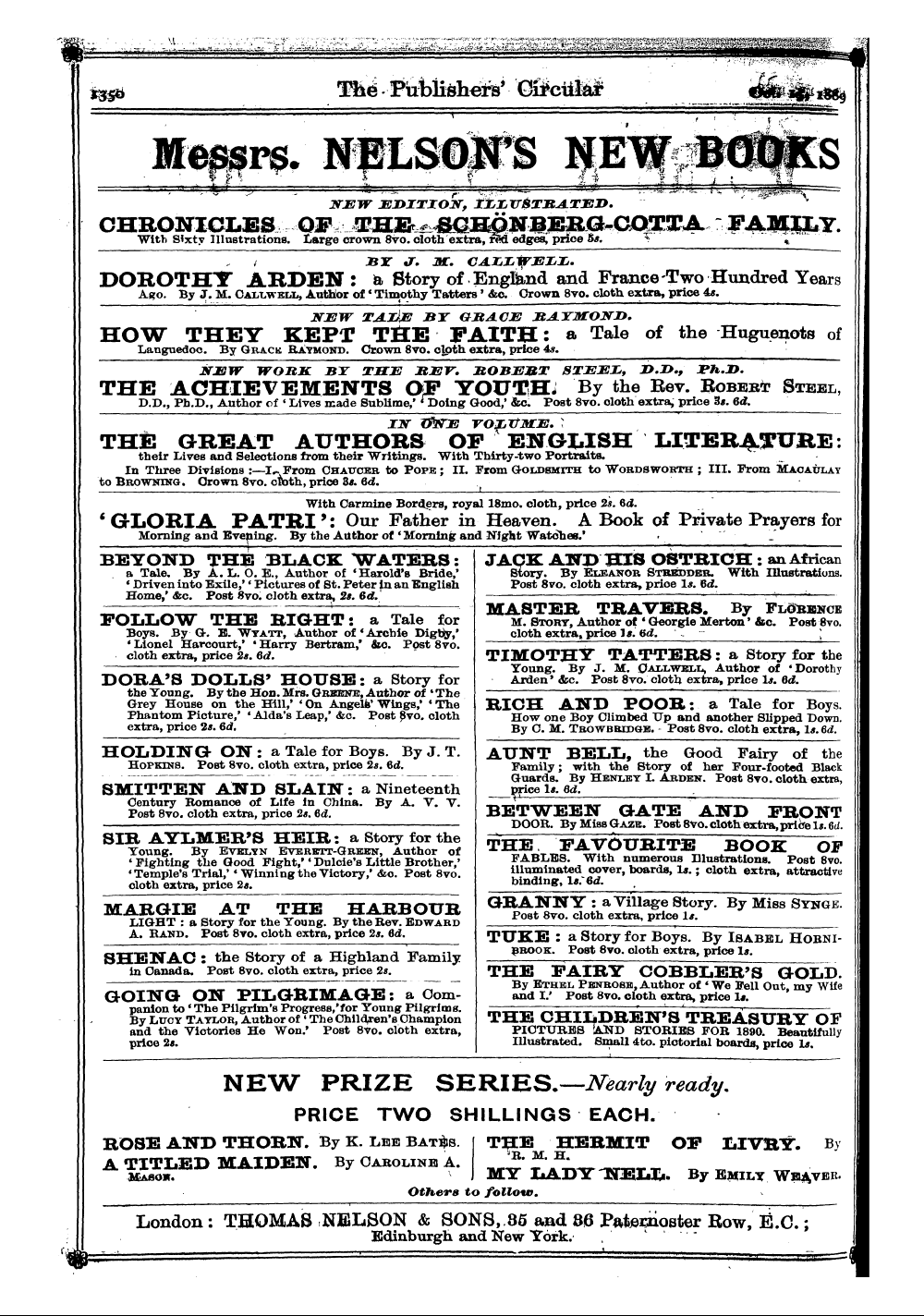Publishers’ Circular (1880-1890): jS F Y, 1st edition - Ad03201