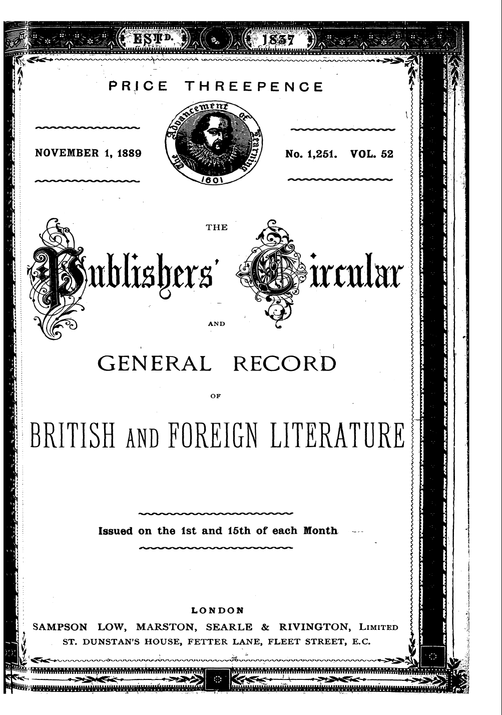 Publishers’ Circular (1880-1890): jS F Y, 1st edition: 1