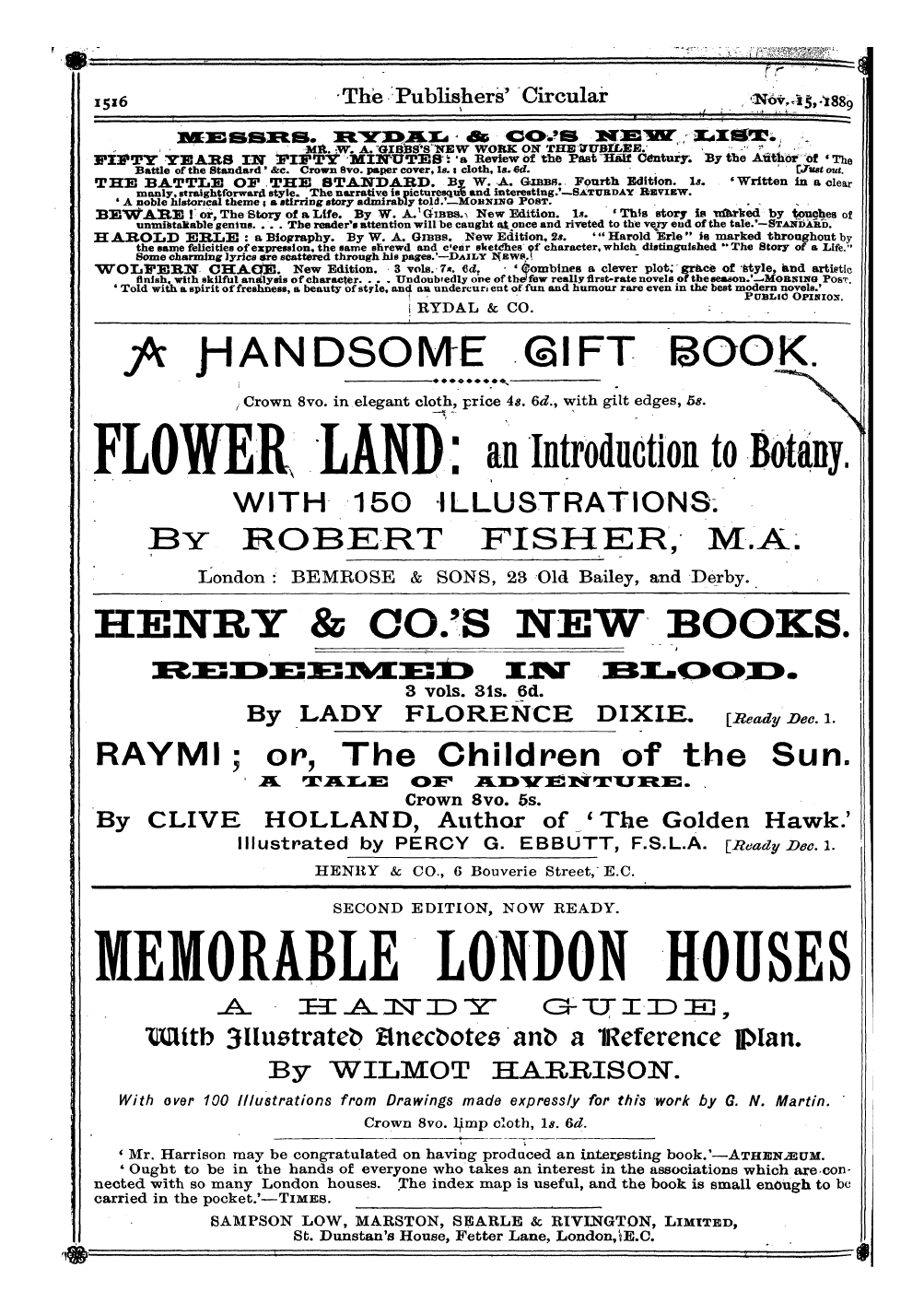 Publishers’ Circular (1880-1890): jS F Y, 1st edition - Ad04602