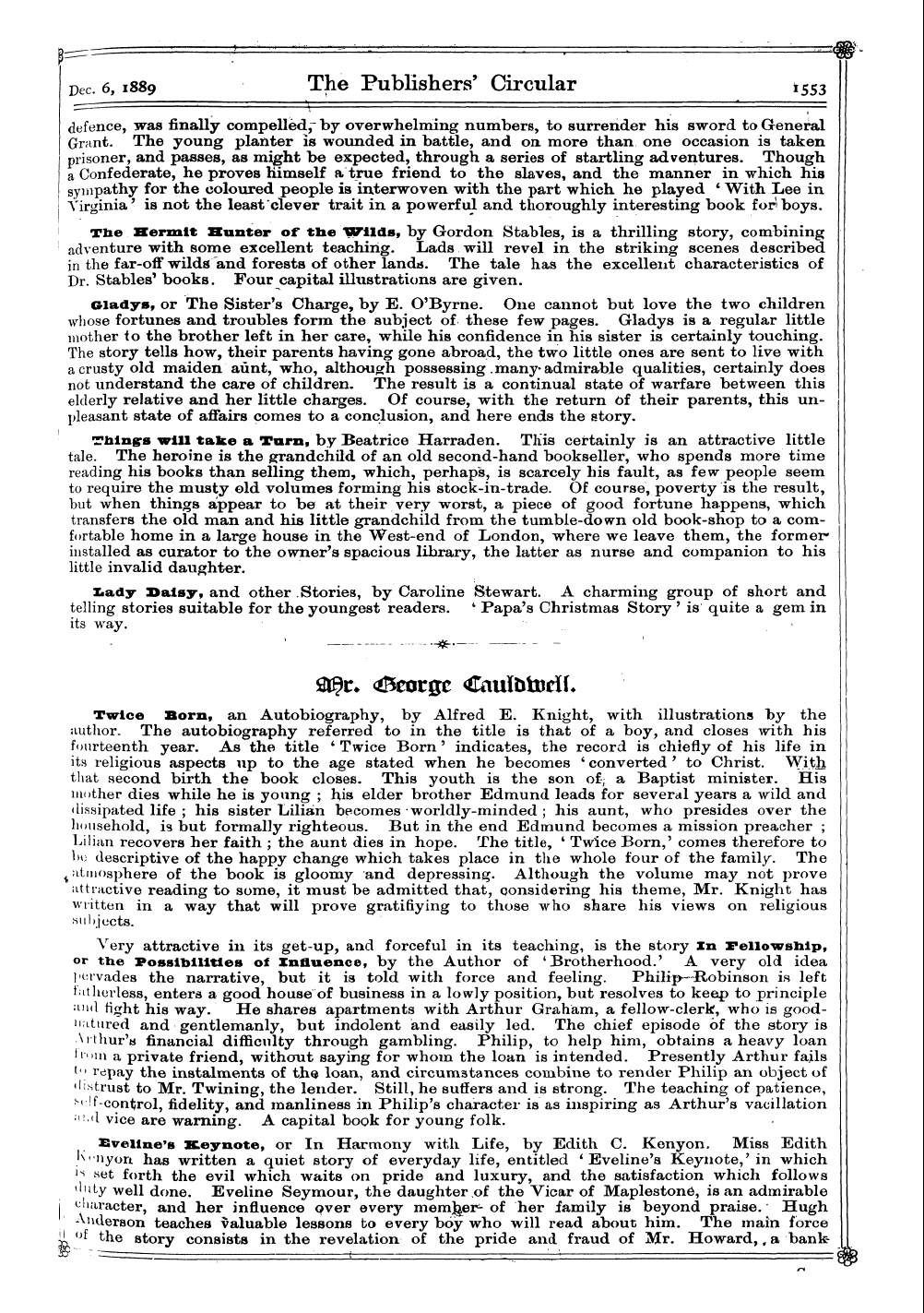 Publishers’ Circular (1880-1890): jS F Y, 1st edition: 19