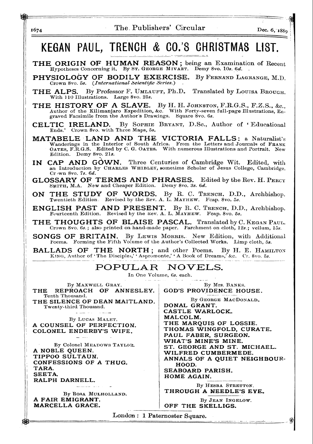 Publishers’ Circular (1880-1890): jS F Y, 1st edition: 156