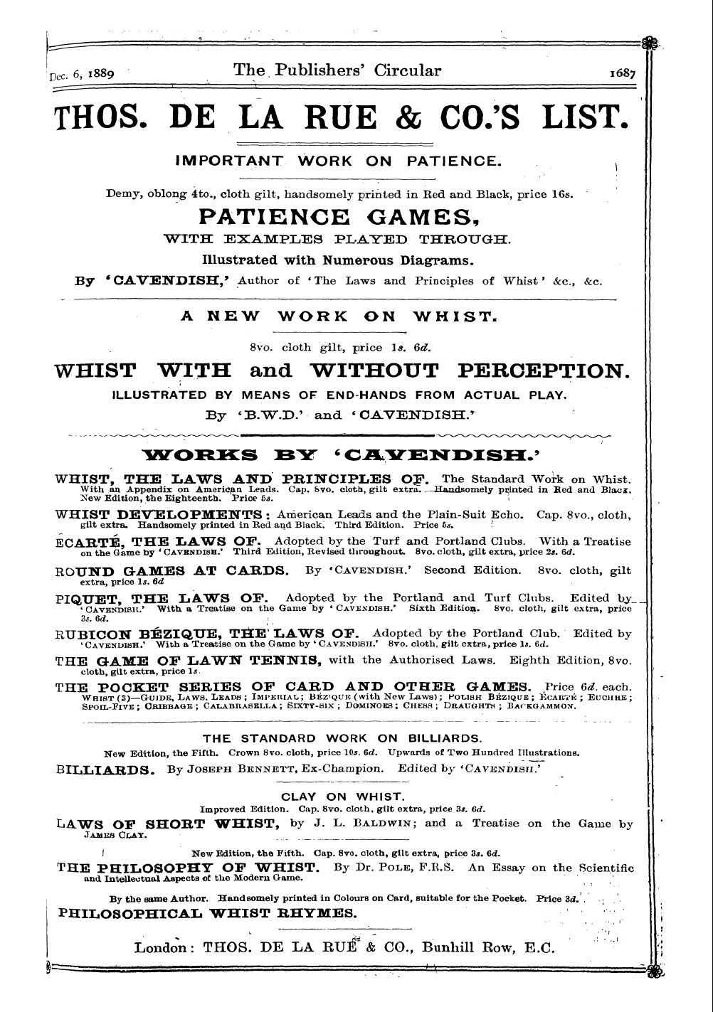 Publishers’ Circular (1880-1890): jS F Y, 1st edition - Ad18401