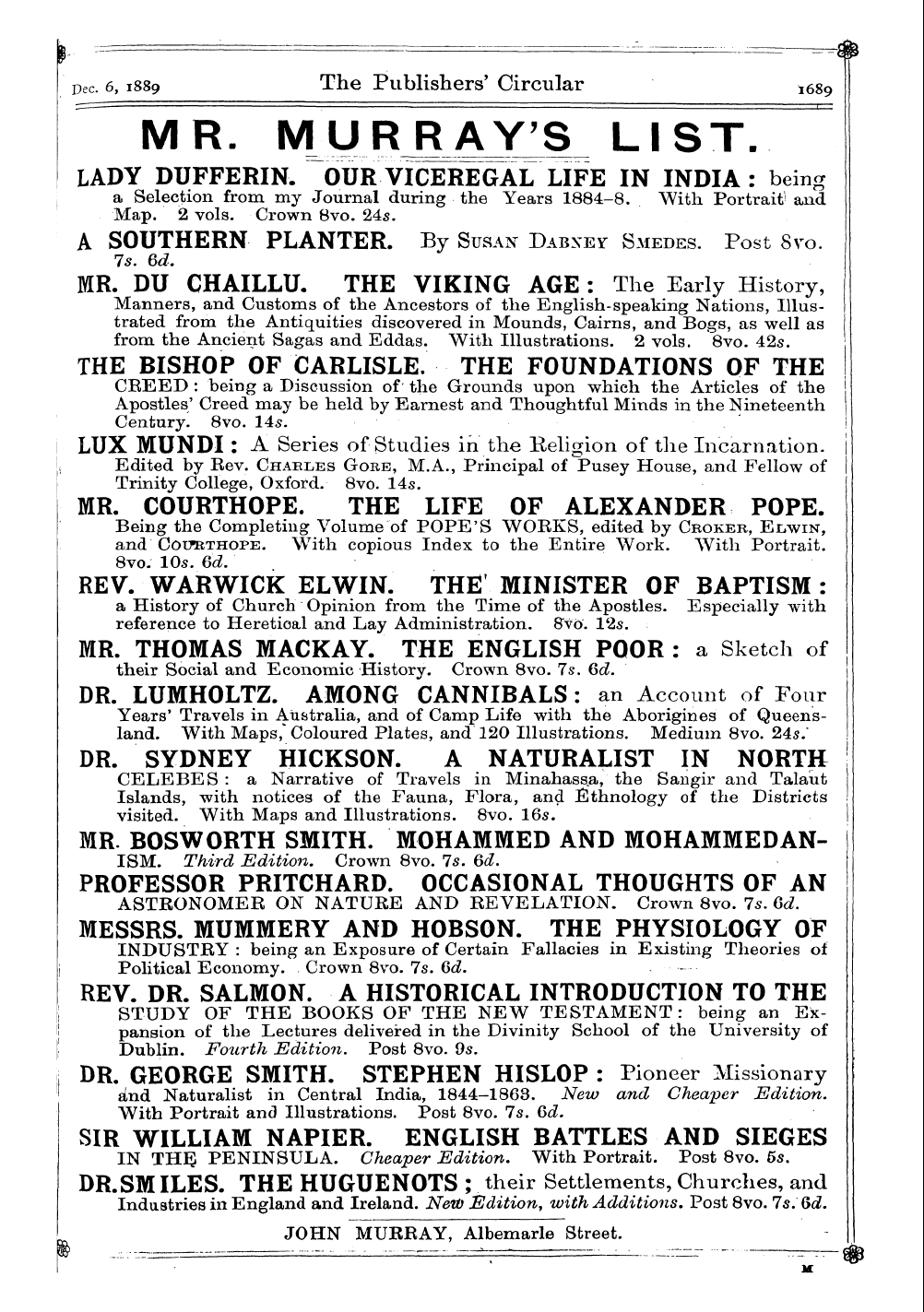 Publishers’ Circular (1880-1890): jS F Y, 1st edition - Ad20301