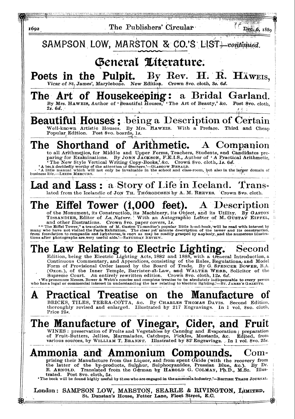 Publishers’ Circular (1880-1890): jS F Y, 1st edition - 1 I ¦ E Jrfv'* ' ^''/^••Ir^V'Vv* 1692 Th...