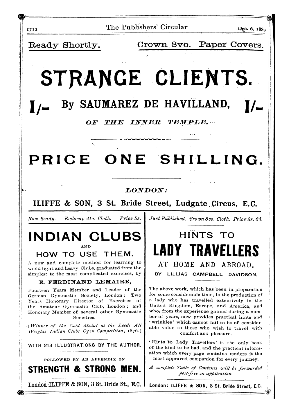 Publishers’ Circular (1880-1890): jS F Y, 1st edition - Ad24202