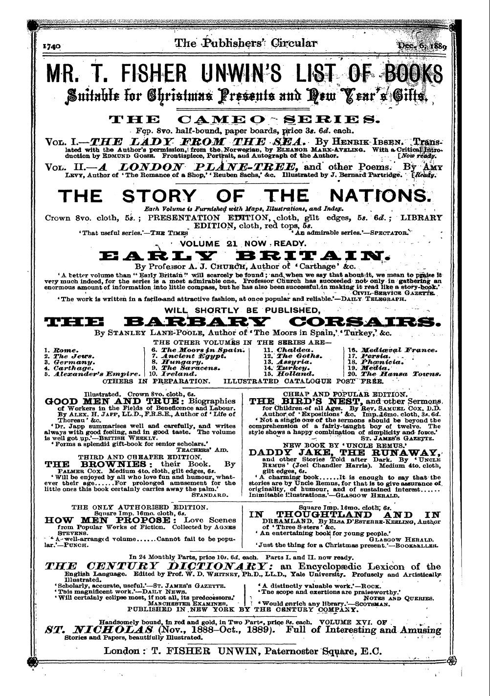 Publishers’ Circular (1880-1890): jS F Y, 1st edition - Ad29401