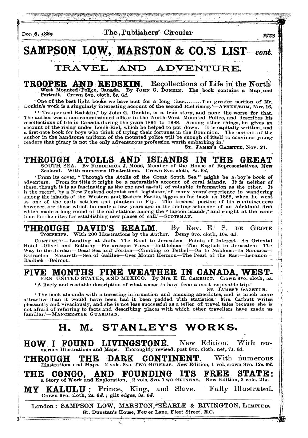 Publishers’ Circular (1880-1890): jS F Y, 1st edition - ^ __ * .Oft. .Tk Jt /A " M Pn _ K Vi'hel...