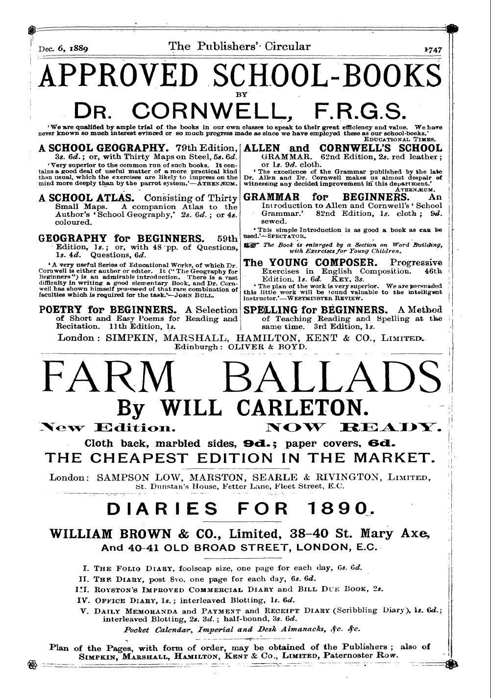 Publishers’ Circular (1880-1890): jS F Y, 1st edition: 311