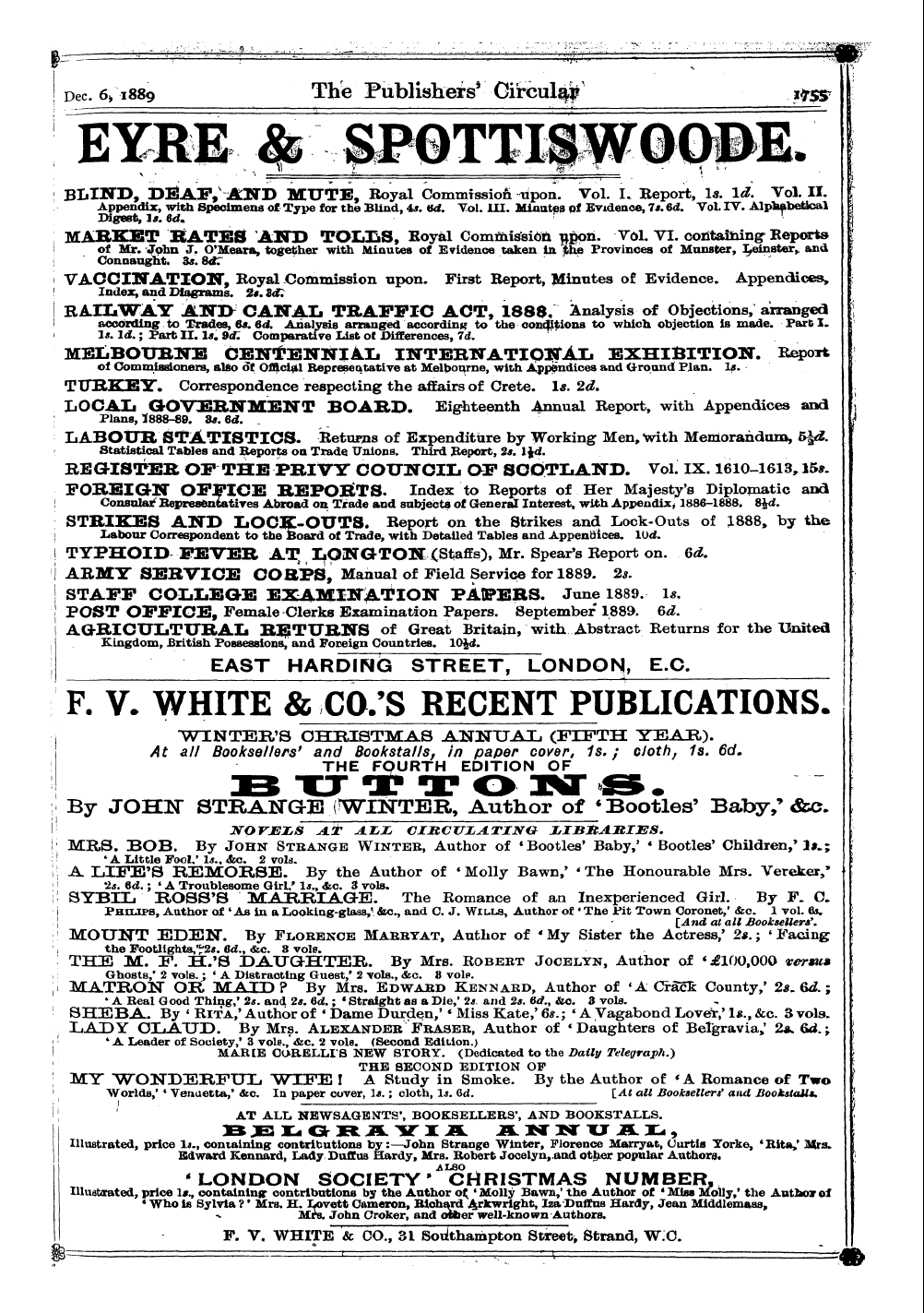 Publishers’ Circular (1880-1890): jS F Y, 1st edition - Ad32701