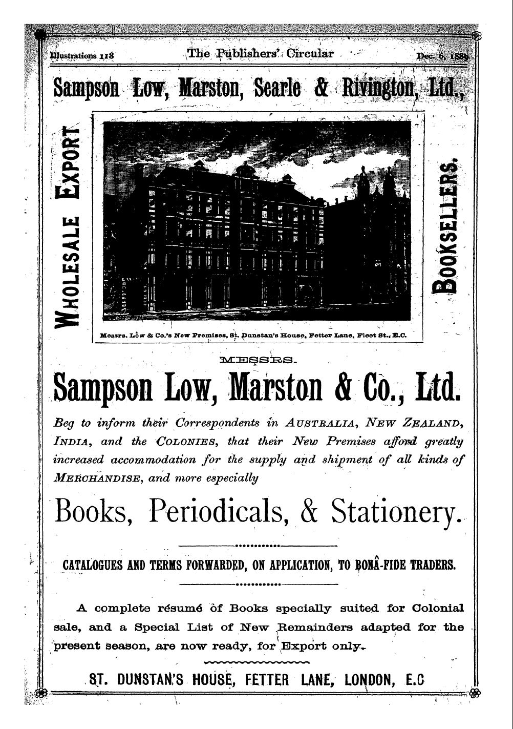 Publishers’ Circular (1880-1890): jS F Y, 1st edition - Ad35201