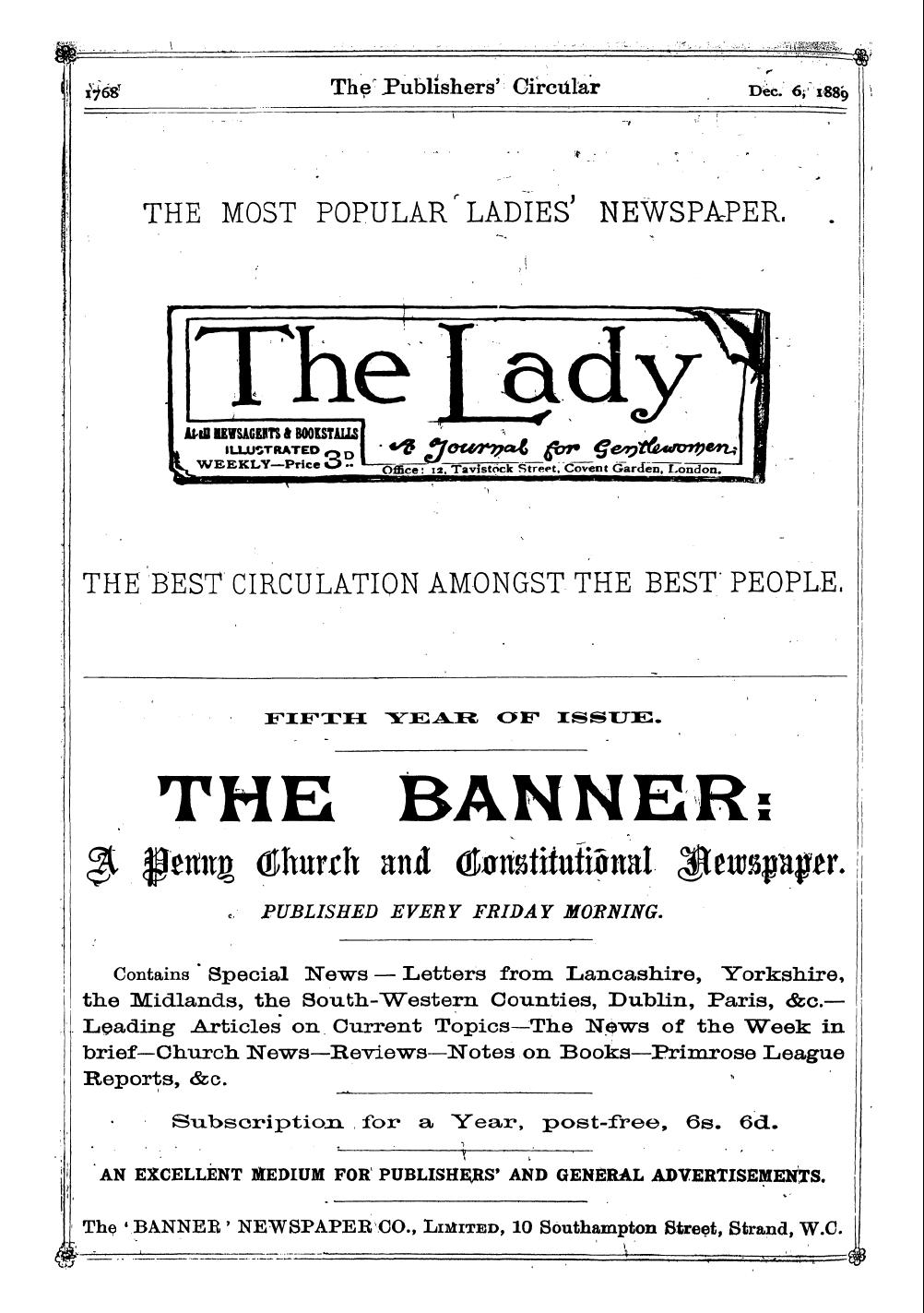 Publishers’ Circular (1880-1890): jS F Y, 1st edition - Ad35802