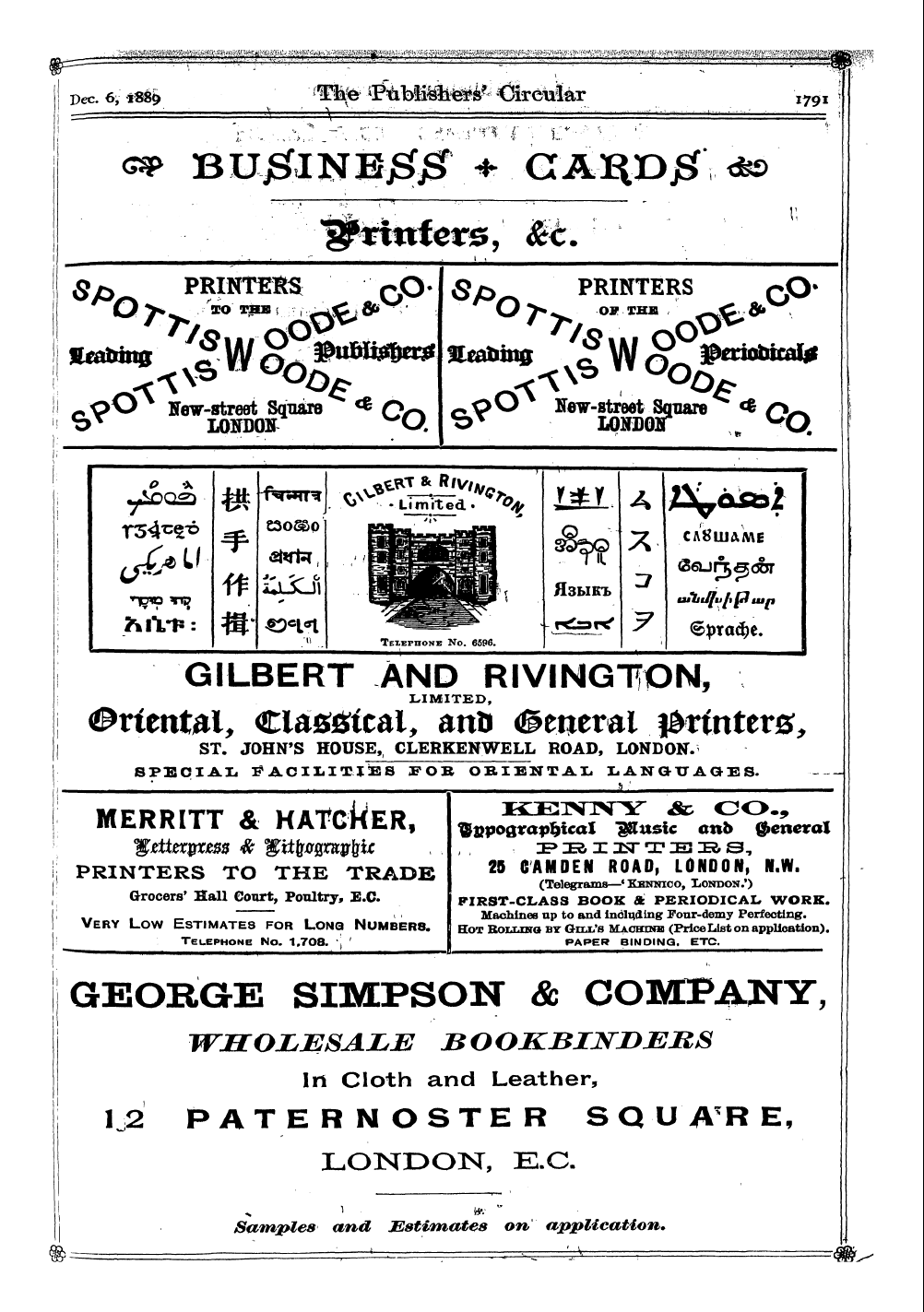 Publishers’ Circular (1880-1890): jS F Y, 1st edition - Ad38902